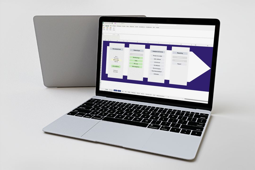 Geräte-Mockup: Laptop und Smartphone mit Business-Oberflächen